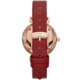 Emporio Armani Gianni T-Bar Analog Mother of Pearl Dial Red Leather Strap Watch For Women - AR11322 Authentic Buy Shop Now