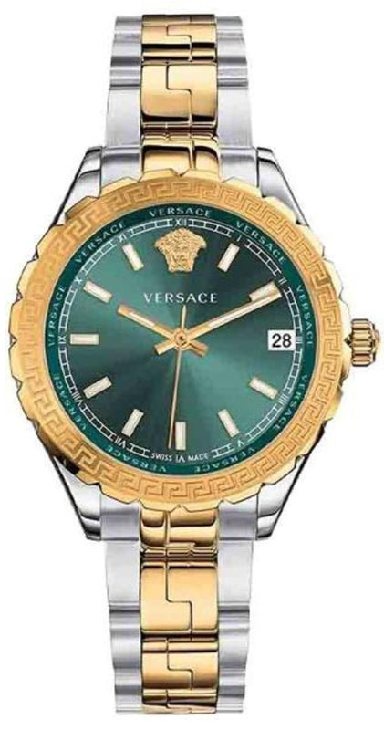 Versace Hellenyium Green Dial Two Tone Steel Strap Watch for Women - V12050015 Authentic Buy Shop Now
