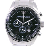 Emporio Armani Sportivo Chronograph Black Dial Silver Stainless Steel Watch For Men - AR0585 Authentic Buy Shop Now