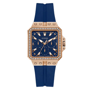 Guess Libra Crystals Blue Dial Blue Silicone Strap Watch For Women - GW0618L2 Authentic Buy Shop Now