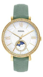 Fossil Jacqueline Analog Moonphase Mother of Pearl White Dial Green Leather Strap Watch for Women - ES5168 Authentic Buy Shop Now