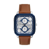 Fossil Inscription Multifunction Silver Dial Brown Leather Strap Watch for Men - BQ2658 Authentic Buy Shop Now