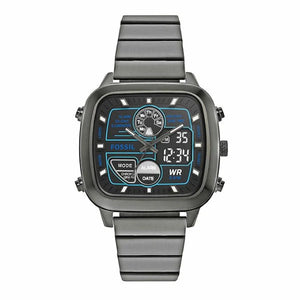 Fossil Retro Analog-Digital Black Dial Grey Steel Strap Watch for Men - FS5892 Authentic Buy Shop Now
