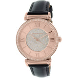 Michael Kors Catlin Rose Gold Crystal Dial Black Leather Strap Watch for Women - MK2376 Authentic Buy Shop Now