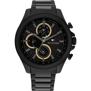 Tommy Hilfiger Clark Chronograph Black Dial Black Steel Strap Watch For Men - 1792081 Authentic Buy Shop Now