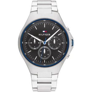 Tommy Hilfiger Justin Chronograph Gray Dial Silver Steel Strap Watch For Men - 1792054 Authentic Buy Shop Now