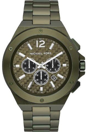 Michael Kors Lennox Chronograph Green Dial Green Steel Strap Watch For Men - MK9103 Authentic Buy Shop Now