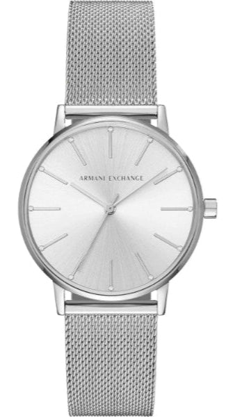 Armani Exchange Lola Analog Silver Dial Silver Mesh Strap Watch For Women - AX5535 Authentic Buy Shop Now