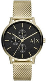 Armani Exchange Cayde Chronograph Black Dial Gold Mesh Strap Watch For Men - AX2715 Authentic Buy Shop Now