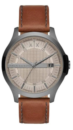 Armani Exchange Hampton Chronograph Grey Dial Brown Leather Strap Watch For Men - AX2414 Authentic Buy Shop Now