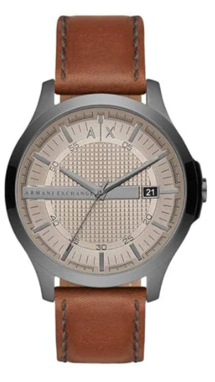 Armani Exchange Hampton Chronograph Grey Dial Brown Leather Strap Watch For Men - AX2414 Authentic Buy Shop Now