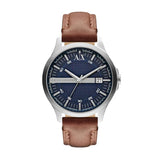 Armani Exchange Hampton Chronograph Blue Dial Brown Leather Strap Watch For Men - AX2133 Authentic Buy Shop Now