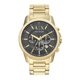 Armani Exchange Banks Chronograph Black Dial Gold Steel Strap Watch For Men - AX1721 Authentic Buy Shop Now