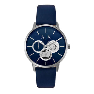 Armani Exchange Cayde Chronograph Blue Dial Blue Leather Strap Watch for Men - AX2746 Authentic Buy Shop Now
