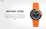 Michael Kors Maritime Three-Hand Analog Black Dial Orange Silicone Strap Watch for Men - MK9157 Authentic Buy Shop Now