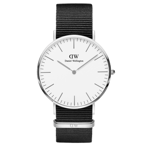 Daniel Wellington Classic Cornwall White Dial Black Nylon Strap Watch For Men - DW00100260 Authentic Buy Shop Now
