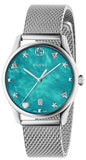 Gucci G-Timeless Turquiose Mother of Pearl Dial Silver Mesh Bracelet Watch For Women - YA1264039 Authentic Buy Shop Now