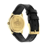 Gucci G Timeless Quartz Blue Dial Black Leather Strap Watch For Men - YA1265018 Authentic Buy Shop Now