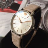 Emporio Armani Classic Kappa White Dial Brown Leather Strap Watch For Women - AR11009 Authentic Buy Shop Now