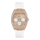 Guess Raven Diamonds Rose Gold Dial White Silicone Strap Watch for Women - GW0105L3 Authentic Buy Shop Now