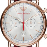 Emporio Armani Aviator Silver Dial Blue Leather Strap Watch For Men - AR11123 Authentic Buy Shop Now