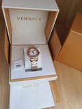 Versace V-Motif Silver Dial Two Tone Steel Strap Watch for Women - VERE00718 Authentic Buy Shop Now