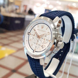 Maserati Successo Chronograph White Dial Blue Rubber Strap Watch For Men - R8871621013 Authentic Buy Shop Now