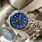 Fossil FB-03 Chronograph Blue Dial Silver Steel Strap Watch for Men - FS5724 Authentic Buy Shop Now