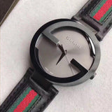 Gucci Interlocking G XL Black Dial Red & Green Leather Strap Watch For Men - YA133206 Authentic Buy Shop Now