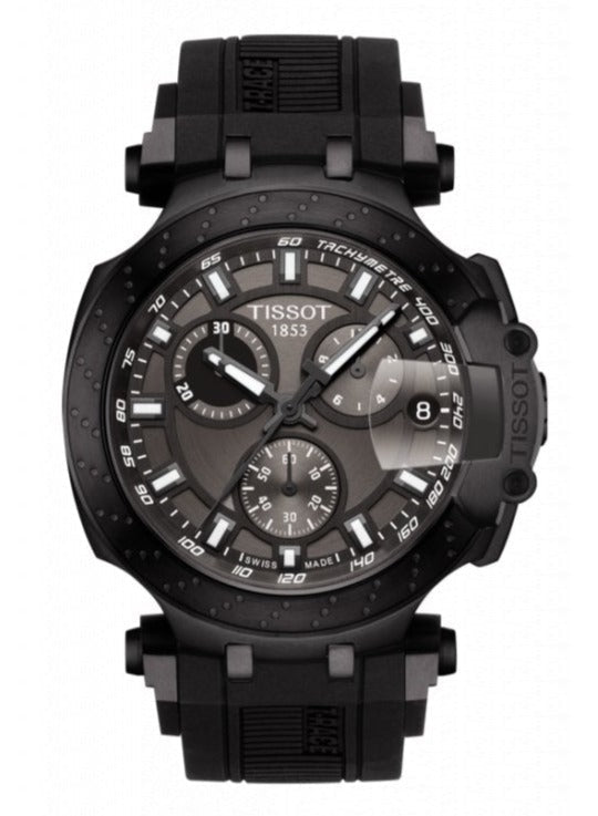 Tissot T Race Chronograph Anthracite Black Dial Black Silicone Strap Watch For Men - T115.417.37.061.03 Authentic Buy Shop Now