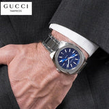 Gucci GG2570 Quartz Blue Dial Silver Steel Strap Watch For Men - YA142303 Authentic Buy Shop Now
