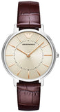Emporio Armani Dress Quartz Silver Dial Brown Leather Strap Watch For Women - AR11063 Authentic Buy Shop Now