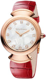 Bvlgari Divas Dream Diamonds Mother of Pearl Dial Red Leather Strap Watch for Women - DREAM102840 Authentic Buy Shop Now