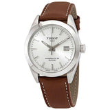Tissot Gentleman Powermatic 80 Silicium Silver Dial Brown Leather Strap Watch For Men - T127.407.16.031.00 Authentic Buy Shop Now