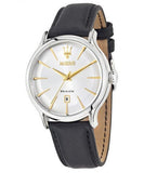 Maserati Epoca White Dial Black Leather Strap Watch For Men - R8851118002 Authentic Buy Shop Now