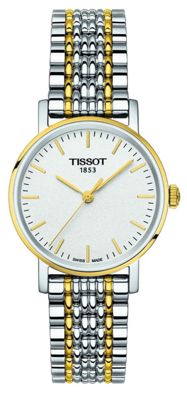 Tissot T Classic Everytime Small White Dial Two Tone Mesh Bracelet Watch For Women - T109.210.22.031.00 Authentic Buy Shop Now