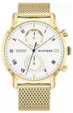 Tommy Hilfiger Kane White Dial Gold Mesh Bracelet Watch for Men - 1710403 Authentic Buy Shop Now