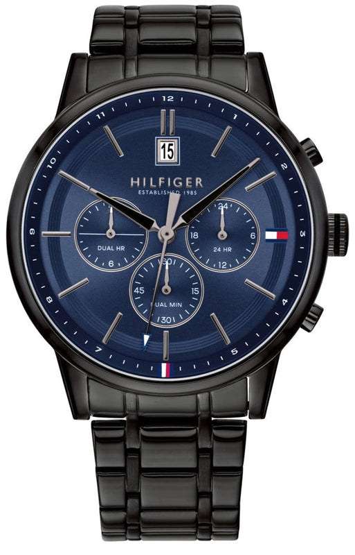 Tommy Hilfiger Kyle Quartz Blue Dial Black Steel Strap Watch for Men - 1791633 Authentic Buy Shop Now