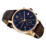 Tommy Hilfiger Daniel Blue Dial Brown Leather Strap Watch for Men - 1710418 Authentic Buy Shop Now
