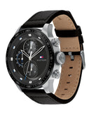 Tommy Hilfiger Trent Chronograph Quartz Black Dial Black Leather Strap Watch For Men - 1791810 Authentic Buy Shop Now