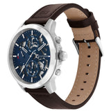 Tommy Hilfiger Henry Chronograph Blue Dial Brown Leather Strap Watch For Men -1710476 Authentic Buy Shop Now