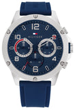 Tommy Hilfiger Blaze Chronograph Blue Dial Blue Rubber Strap Watch For Men - 1792027 Authentic Buy Shop Now
