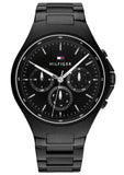 Tommy Hilfiger Justin Chronograph Black Dial Black Steel Strap Watch For Men - 1792055 Authentic Buy Shop Now