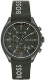 Hugo Boss Velocity Chronograph Green Dial Green Rubber Strap Watch For Men - 1514060 Authentic Buy Shop Now