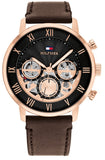 Tommy Hilfiger Legend Analog Black Dial Brown Leather Strap Watch For Men - 1710566 Authentic Buy Shop Now