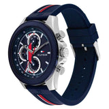 Tommy Hilfiger Clark Chronograph Blue Dial Black Leather Strap Watch For Men - 1792083 Authentic Buy Shop Now
