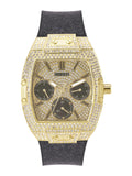 Guess Raven Diamonds Champagne Dial Black Rubber Strap Watch For Women - GW0105L2 Authentic Buy Shop Now