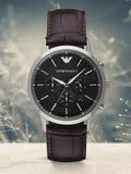 Emporio Armani Renato Chronograph Black Dial Brown Leather Strap Watch For Men - AR2482 Authentic Buy Shop Now