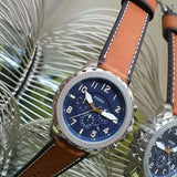 Fossil Bowman Chronograph Blue Dial Brown Leather Strap Watch for Men - FS5602 Authentic Buy Shop Now