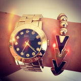 Marc Jacobs Amy Glitz Black Dial Gold Steel Strap Watch for Women - MBM3334 Authentic Buy Shop Now